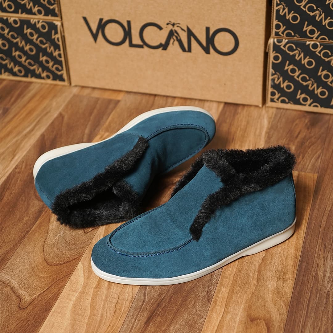 Open Walk Chukka Boots Fourrure Bleu Canard