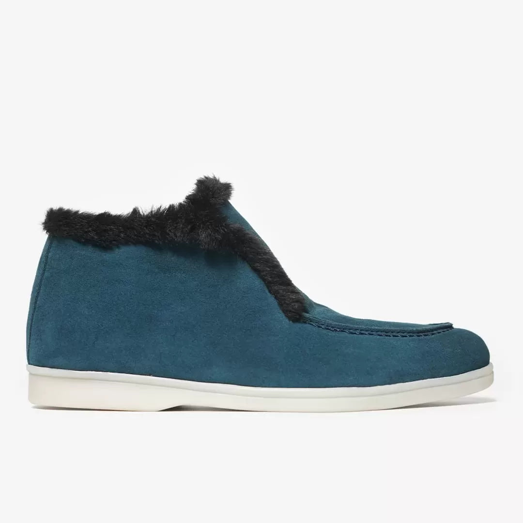 Open Walk Chukka Boots Fourrure Bleu Canard