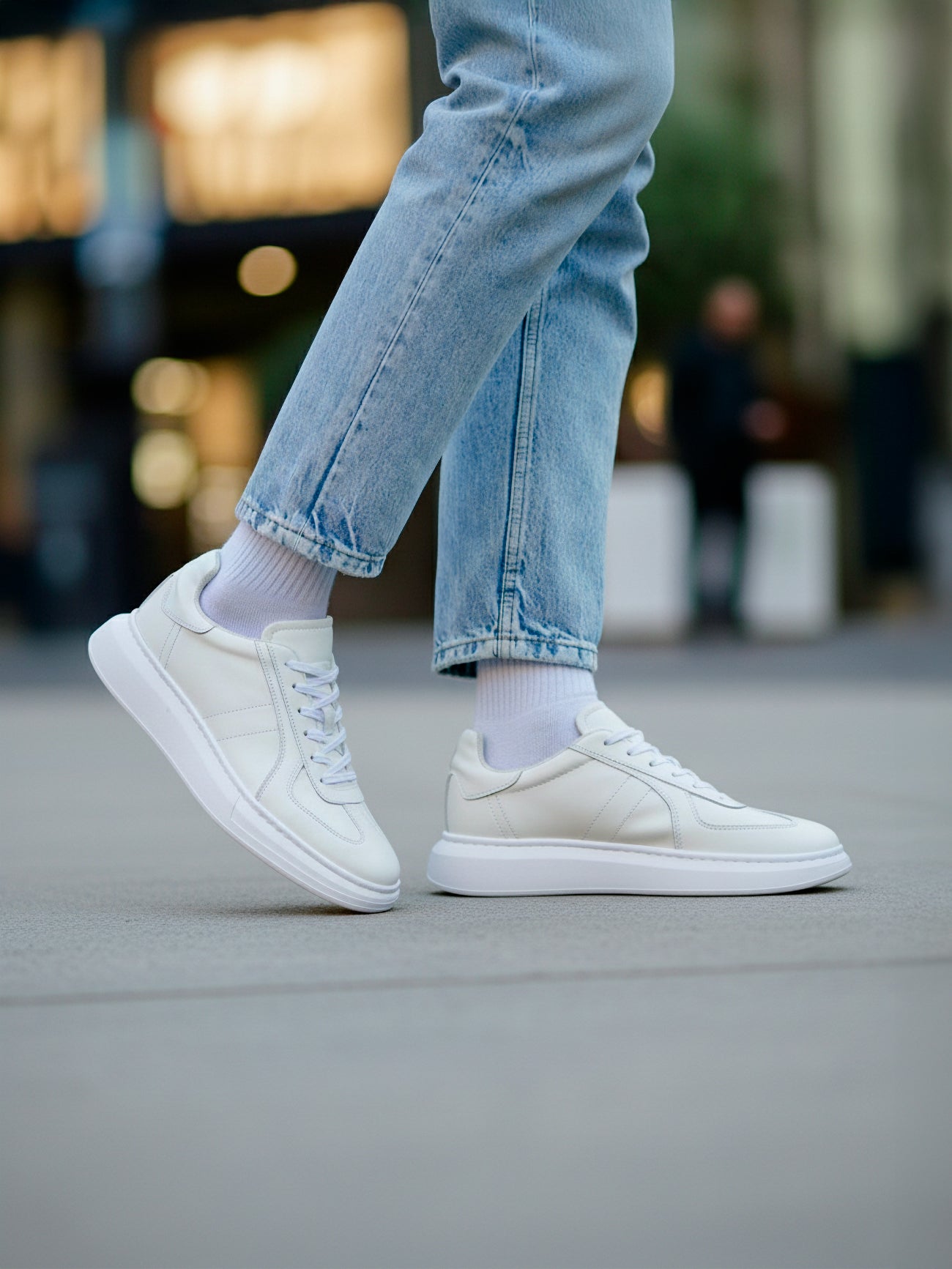 Sneakers Rétro Blanc Cassé